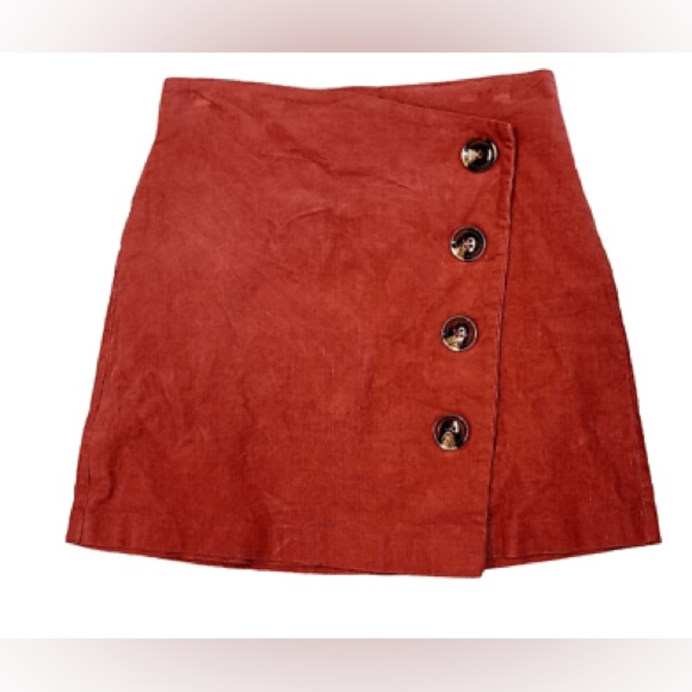 Miami Red Button-Front Skirt